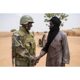 ImagesDéfense Un soldat malien informe un habitant de la destruction