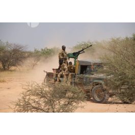 ImagesDéfense Des soldats maliens sécurisent un convoi à bord de leur