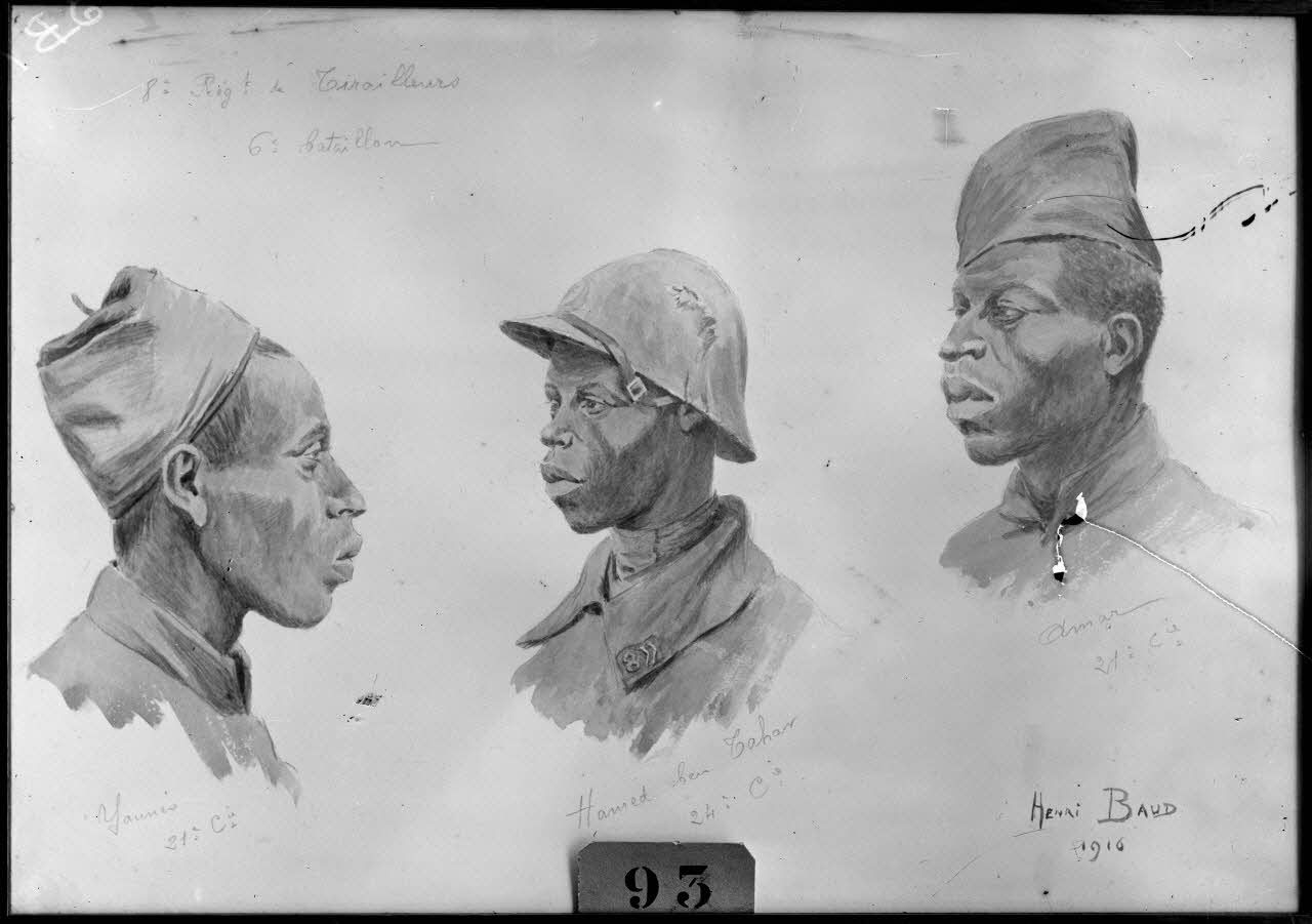 Paris, salon des Arm&eacute;es, Etudes de noirs, de Baud. [l&eacute;gende d&rsquo;origine]