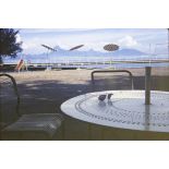 Piscine, océan et profil de l'île de Mooréa. [légende d'origine]