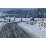 Convoi de VAB du BAT INF 2 (RICM) sur les routes bosniaques enneigées en direction de Rogatica.