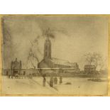 [Chine. Une place avec une église catholique].