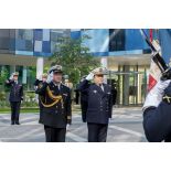 Honneurs rendus à l'amiral Christophe Prazuck, CEMM (chef d'état-major de la Marine), et à son homologue polonais Miroslav Mordel, lors de sa visite à Balard.