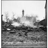 Ruines dans la commune de Delle, investie par le régiment d'infanterie coloniale du Maroc (RICM) lors des combats de la percée vers la Haute-Alsace.