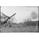 Canon de 155 mm GPF de la 1re DMI, ex-1re DFL, sur le front des Vosges.
