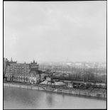 La ville de Kehl, vue depuis la terrasse d'une minoterie, située dans l'île entre le Rhin et le petit Rhin.