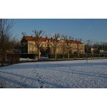 Bâtiment du service général du fort d'Ivry-sur-Seine (ECPAD) sous la neige.