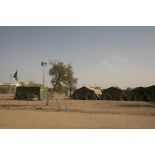 Déploiement de l'opération de la force européenne EUFOR Tchad/RCA (République centrafricaine) : tentes du détachement des forces spéciales françaises sur le camp capitaine Michel Croci.