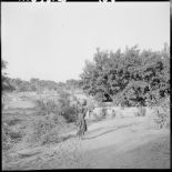 Une femme transportant un récipient d’eau sur sa tête.