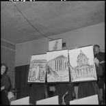 Présentation de dessins de monuments de Paris.