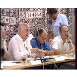 Visite d'une délégation scientifique étrangère à Moruroa. Conférence.