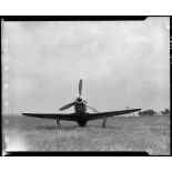 Présentation d'un avion de chasse Yak-3 du régiment  Normandie-Niémen, sur l'aérodrome de Toussus-le-Noble.
