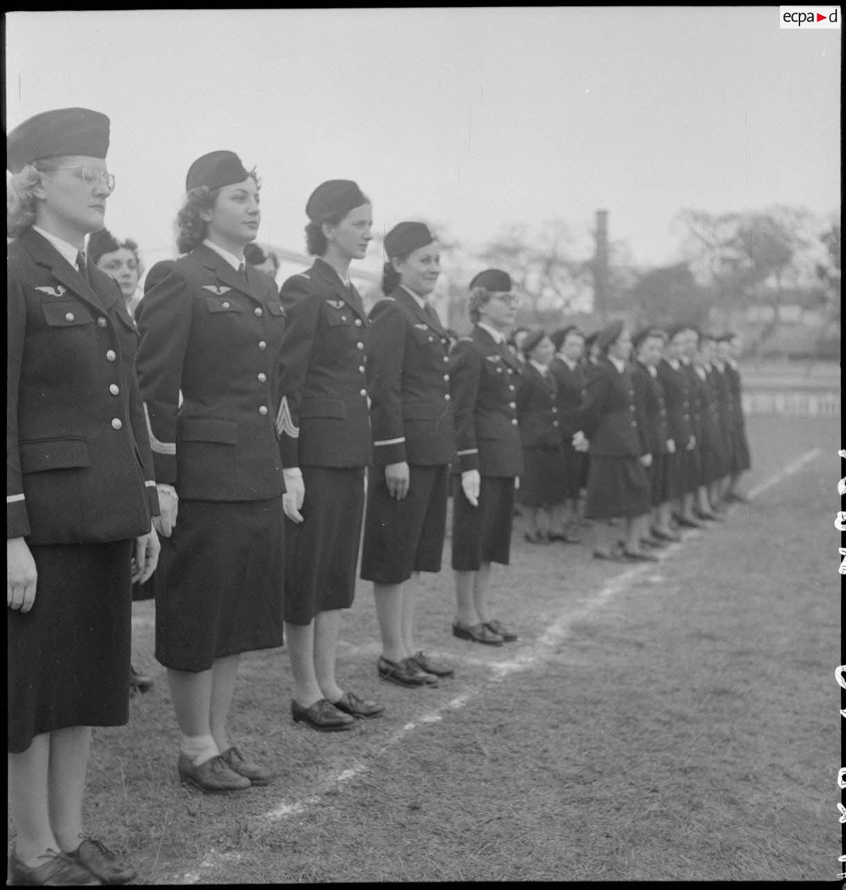 Female Air Force personnel during the taking up of arms of female Army personnel at the Mangin stadium.