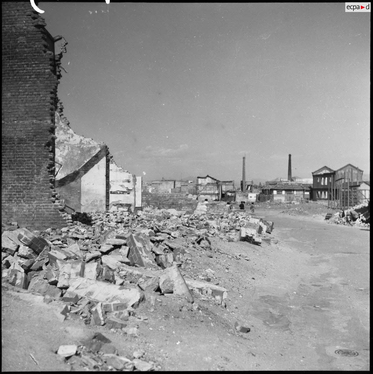 Les ruines d'une ville en Corée du Sud, atteinte par les combats.