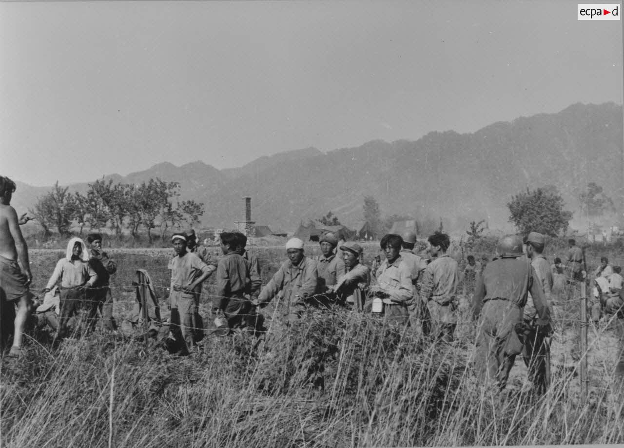 [Camp de triage de prisonniers chinois et nord-coréens aux abords d'Umyang Ni. Fin mai 1951.]