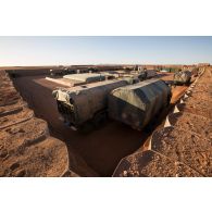 Vue du dépôt du Service des essences des armées (SEA) de la base avancée temporaire (BAT) de Madama, au Niger.