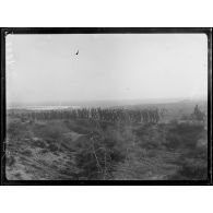 Route de Kara Sinanci (ouest du Vardar). Soldats grecs allant aux premières lignes. [légende d'origine]