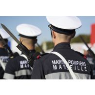 Sur la place de la Concorde, un marin du bataillon de sapeurs-pompiers de Marseille (BMPM) à la répétition du défilé à pied du 14 juillet.