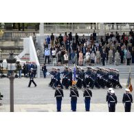 Défilé à pied de l'école de l'Air lors de la cérémonie du 14 juillet 2020 place de la Concorde.