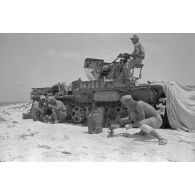 Les servants d'un semi-chenillé Sd.Kfz-10 équipé d'un canon de 2 cm FlaK-30.