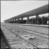 Le débarquement du détachement norvégien de l'ONU en gare de Port-Saïd.