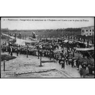 31. Ferryville. Inauguration du monument du "Farfadet" et "Lutin" sur la place de France. Collection P. Gervais. [légende d'origine]