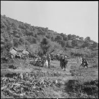 Monts Zouaiena. Moment de détente avec l'infirmier militaire.