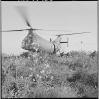 Opération dans la région ouest de Ouizer. Les troupes descendent des hélicoptères Piasecki H21.