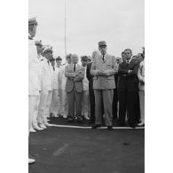 Discours du général Charles De Gaulle, président de la République, aux officiers et personnels civils présents à bord du croiseur De Grasse.