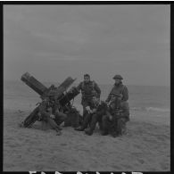 Sur le tournage du film Le jour le plus long. Figurants des commandos français.