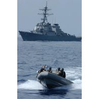 Soldats américains à bord d'un zodiac lors de l'exercice Panamax.