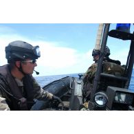 Commandos marine à bord de leur embarcation lors de l'exercice international Panamax.