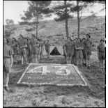 Insigne du 43e RIA de Marseille dans un campement de l'unité près de La Redonne.