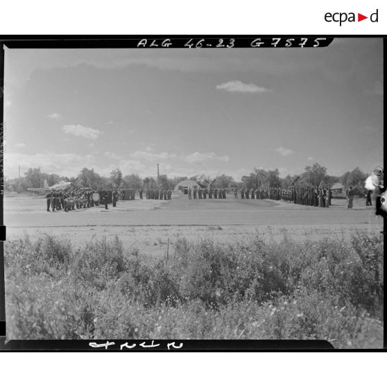 Plan général de la prise d'armes au groupe de chasse Ile-de-France à La Reghaïa.