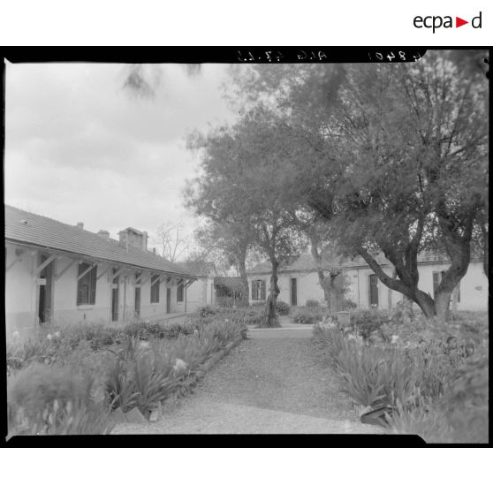 Vue de deux ailes de l'établissement du service de santé de la 10e région militaire (RM) à l'intérieur de l'enceinte, à Alger.