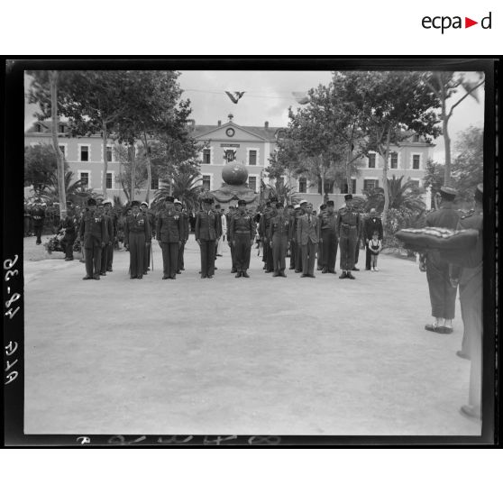 Cérémonie militaire à l'occasion de l'anniversaire de la bataille de Camerone, à la caserne Vienot de Sidi-Bel-Abbès.