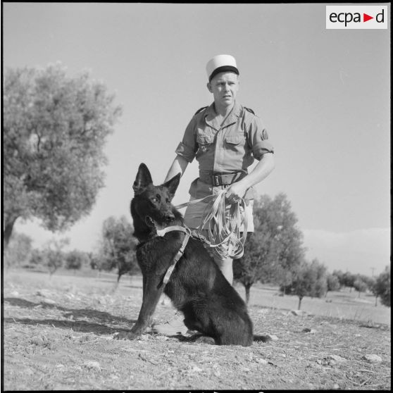 Le 17e peloton cynophile du 5e REI stationné à Turenne. [Description en cours]