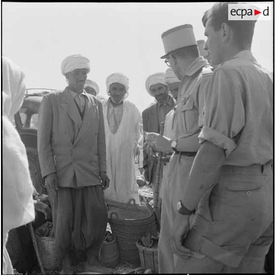 La 5e division blindée et le 19e bataillon de chasseurs à pied en opération dans les djebels à Nedroma. [Description en cours]