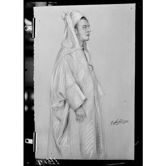 Reproduction. Portrait. Abdelbraham Skiredj par Noël Dorville. [légende d'origine]