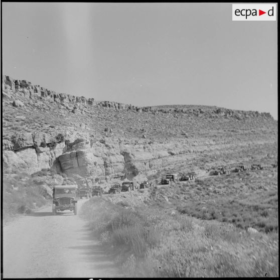 Le convoi de véhicules militaires du 3e régiment étranger d'infanterie (REI) dans le Contantinois.