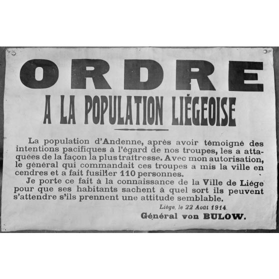 Paris. Musée Franco Américain M. Leblanc, 6 avenue Malakoff. Affiche. Ordre à la population liégeoise. [légende d'origine]