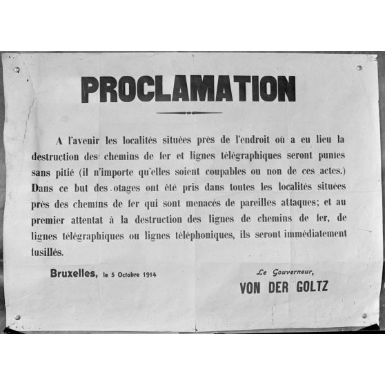 Paris. Musée Franco Américain M. Leblanc, 6 avenue Malakoff. Affiche. Proclamation de Von Der Goltz. [légende d'origine]