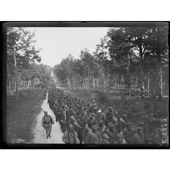 Près Saint Dizier. Haute Marne. Retour du travail dans la forêt du Val. [légende d'origine]