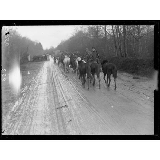 Près de Reims, groupe de chasseurs d'Afrique. [légende d'origine]