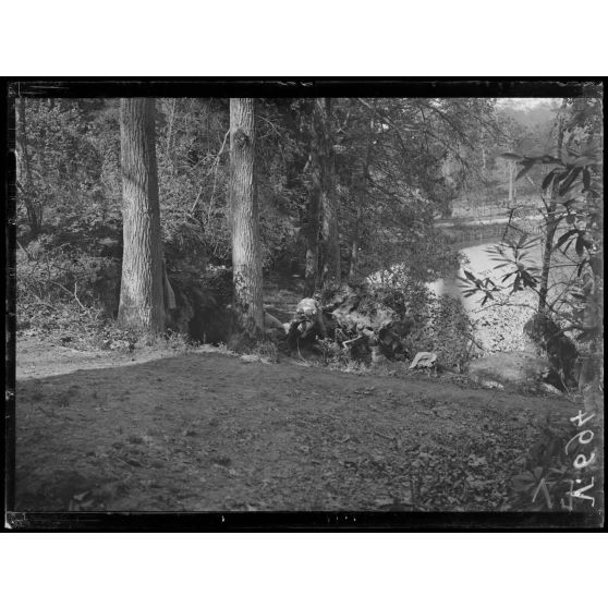 Château de la Ville-aux-Bois, Aisne, un coin du parc. [légende d'origine]