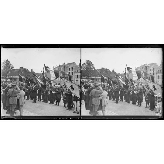 Meaux, Seine-et-Marne, anniversaire de la Marne. Les drapeaux des vétérans. [légende d'origine]