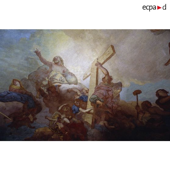 Restauration de la fresque couvrant la coupole de l'Hôtel national des Invalides.