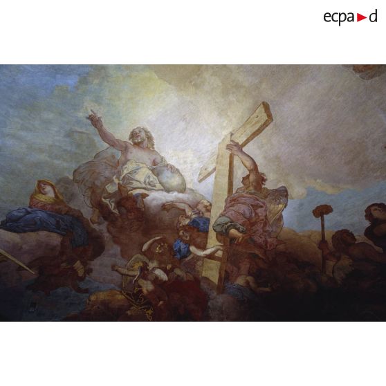 Restauration de la fresque couvrant la coupole de l'Hôtel national des Invalides.