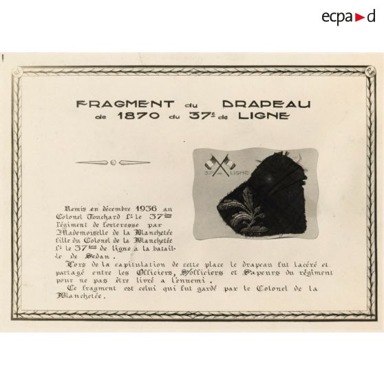 Fragment du drapeau du 37e régiment d'infanterie de ligne de 1870.