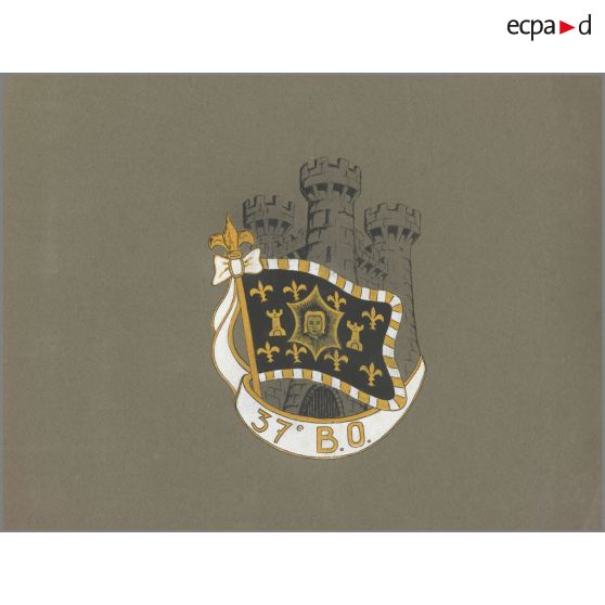 Dessin de l'insigne du 37e bataillon d'ouvrages (37e BO) de Bitche.